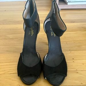 Seychelles open toe faux mowhair stilletos